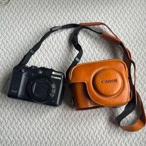 Canon G12 Black Digital Camera with Brown Case